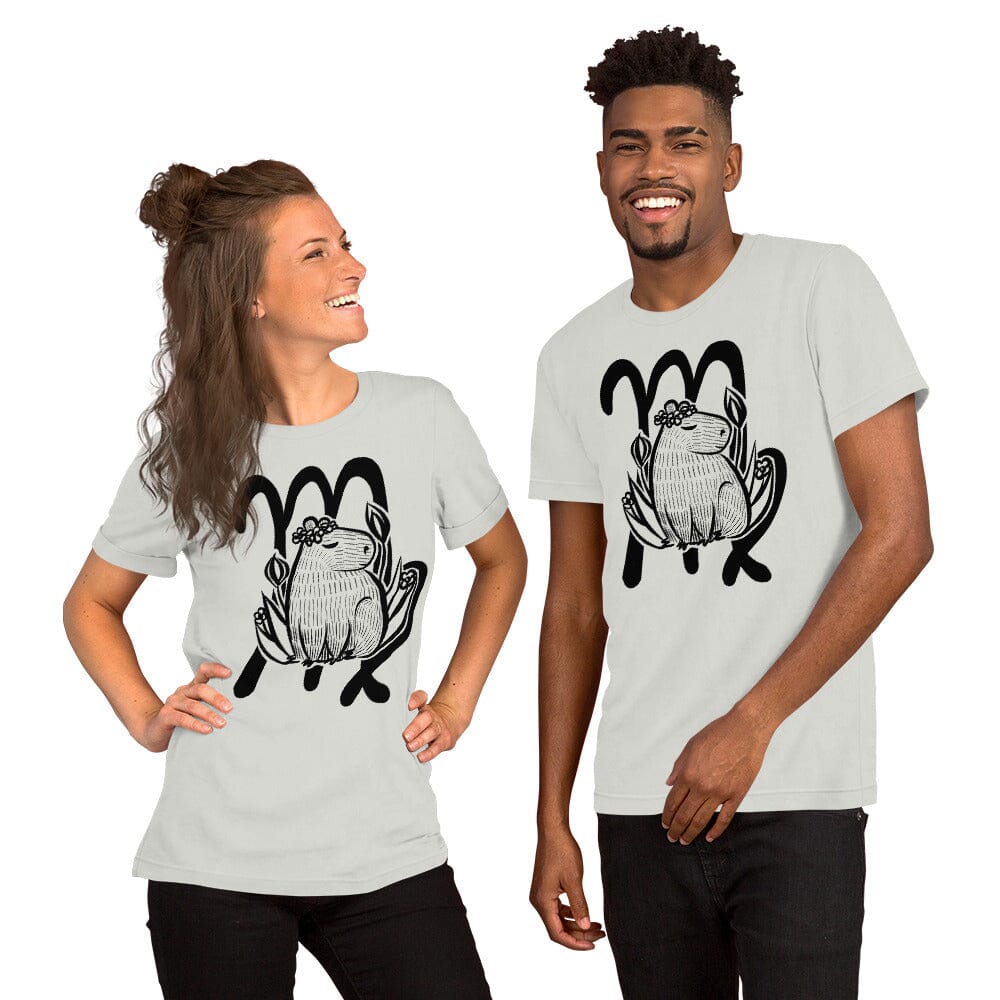 Capybara Zodiac - 06 - Virgo Unisex T-Shirt JoyousJoyfulJoyness Silver S