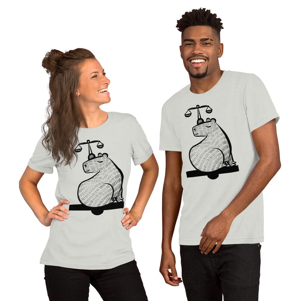 Capybara Zodiac - 07 - Libra Unisex T-Shirt JoyousJoyfulJoyness Silver S