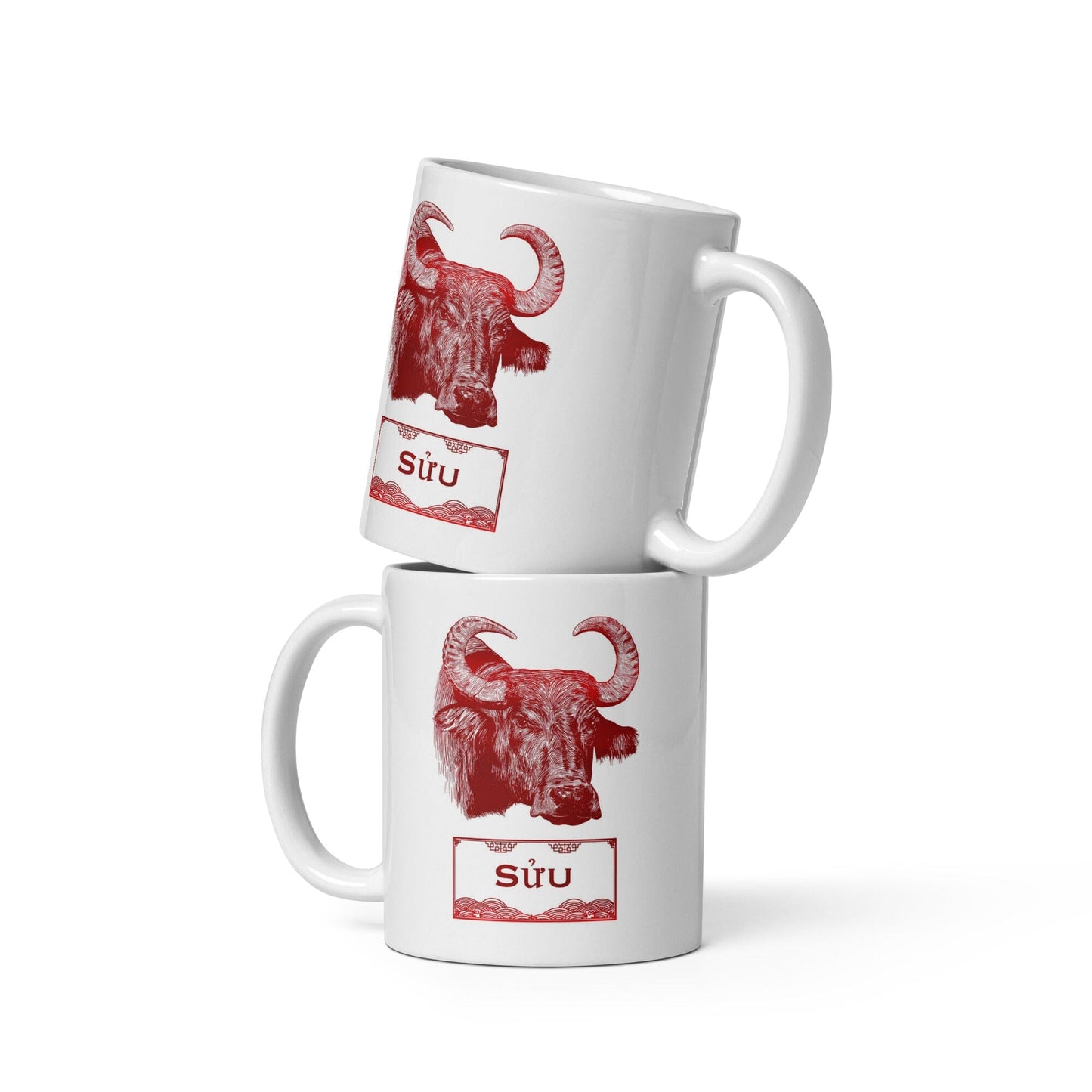 Vietnamese Zodiac Glossy Ceramic Mug - 02 - Ox JoyousJoyfulJoyness 11 oz