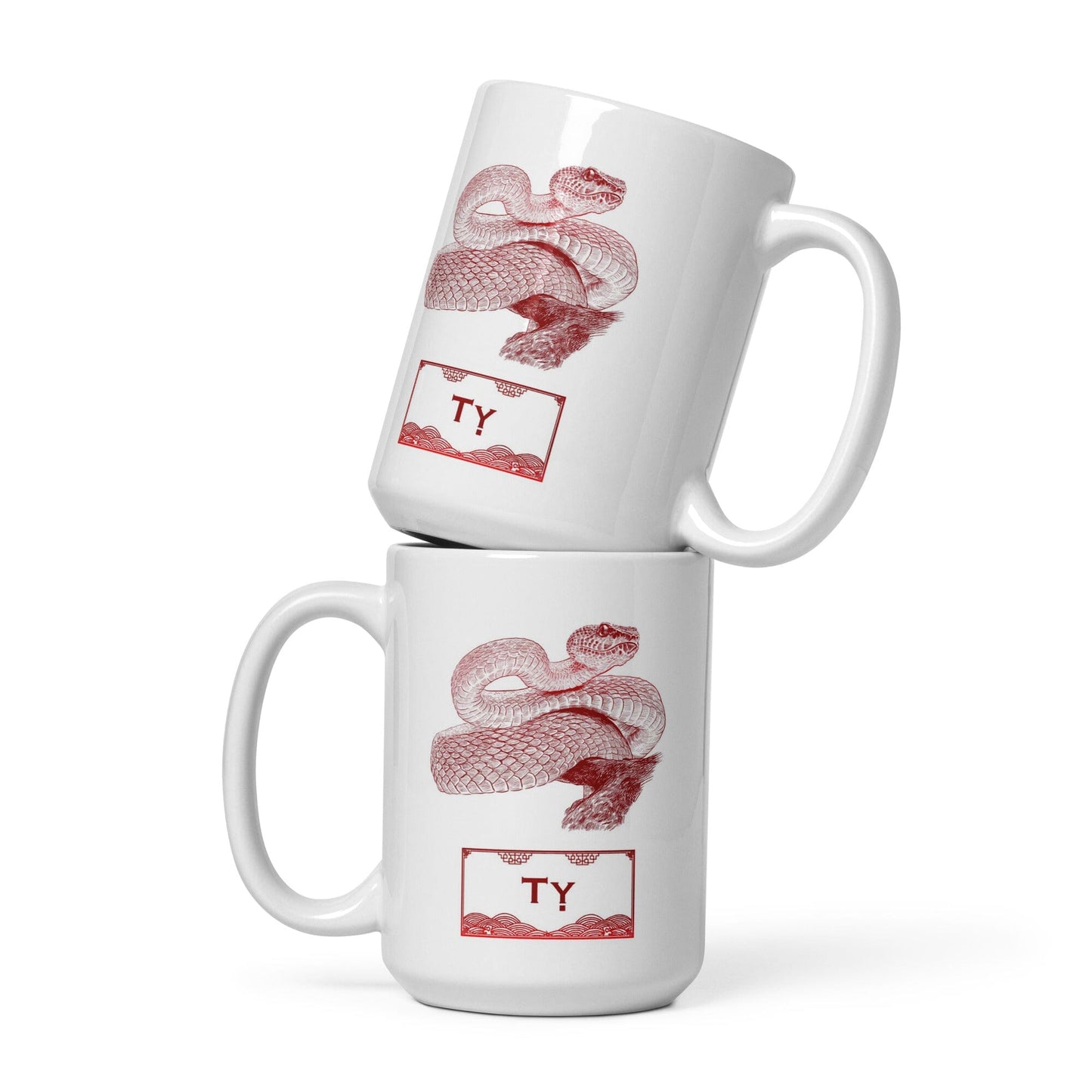 Vietnamese Zodiac Glossy Ceramic Mug - 06 - Snake JoyousJoyfulJoyness 15 oz