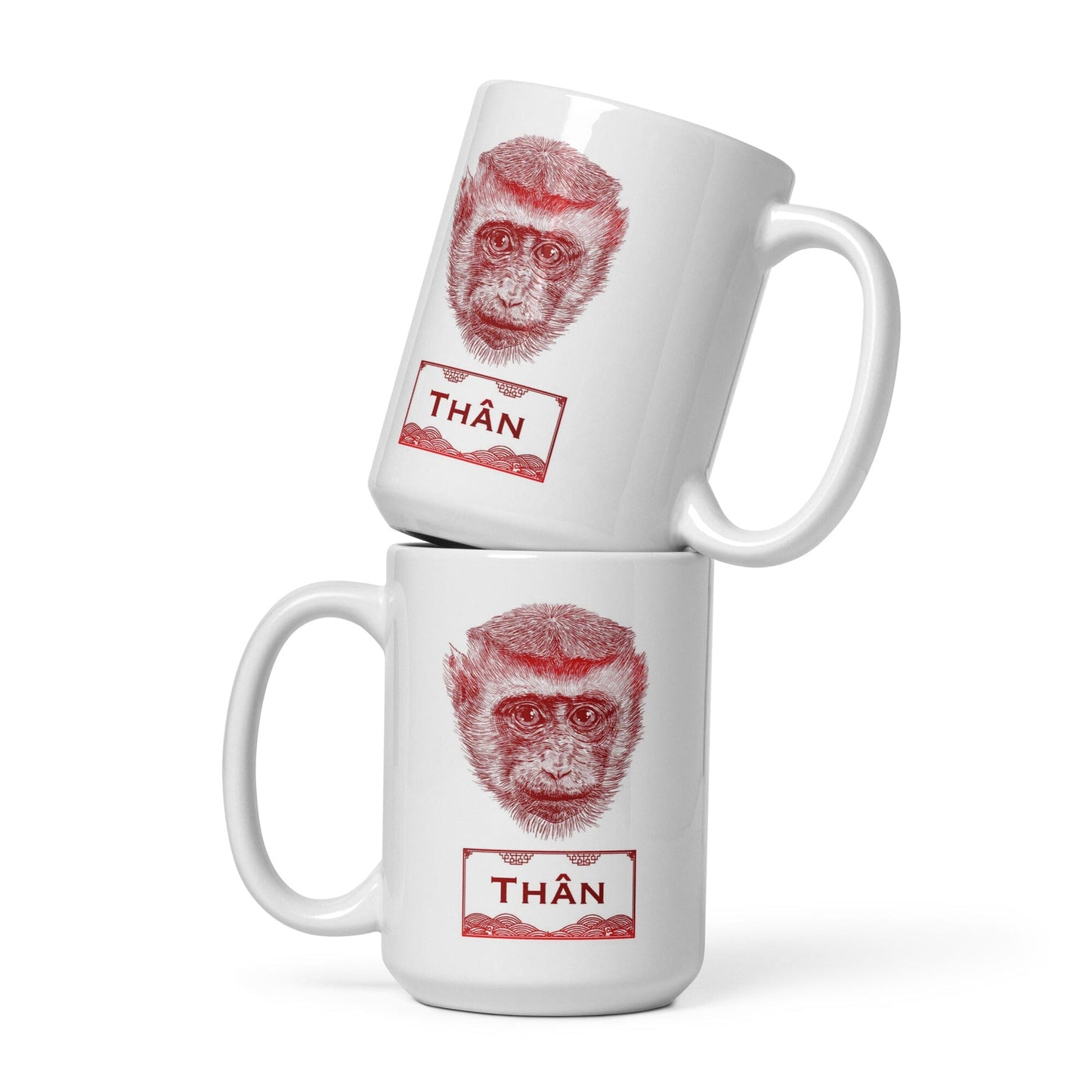 Vietnamese Zodiac Glossy Ceramic Mug - 09 - Monkey JoyousJoyfulJoyness 15 oz