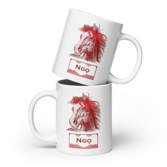 Vietnamese Zodiac Glossy Ceramic Mug - 07 - Horse JoyousJoyfulJoyness 20 oz