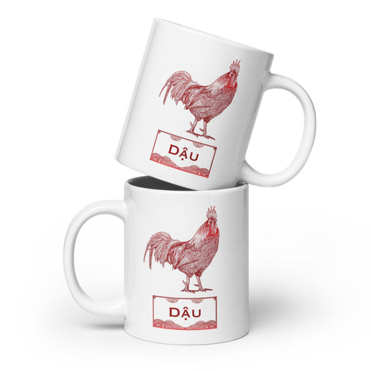Vietnamese Zodiac Glossy Ceramic Mug - 10 - Rooster JoyousJoyfulJoyness 20 oz