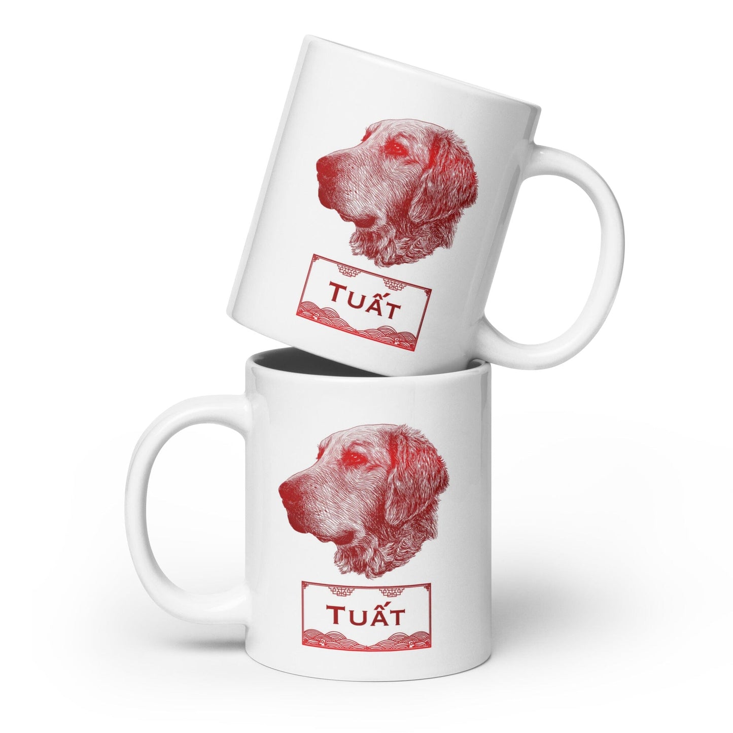 Vietnamese Zodiac Glossy Ceramic Mug - 11 - Dog JoyousJoyfulJoyness 20 oz