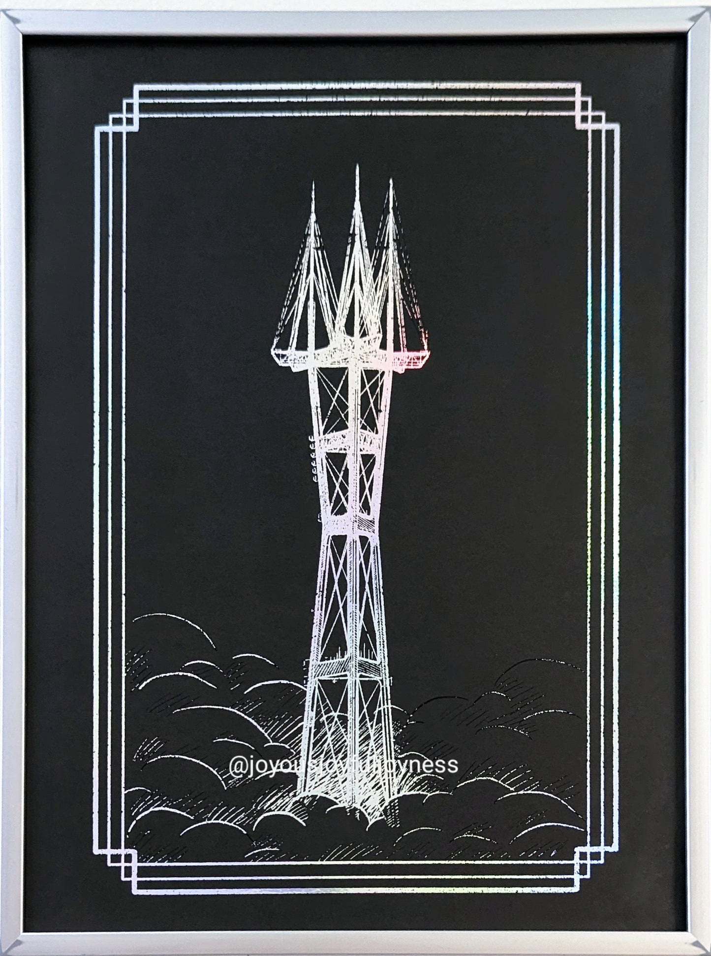 San Francisco's Sutro Tower Landmark Foiled Print Posters, Prints, & Visual Artwork JoyousJoyfulJoyness