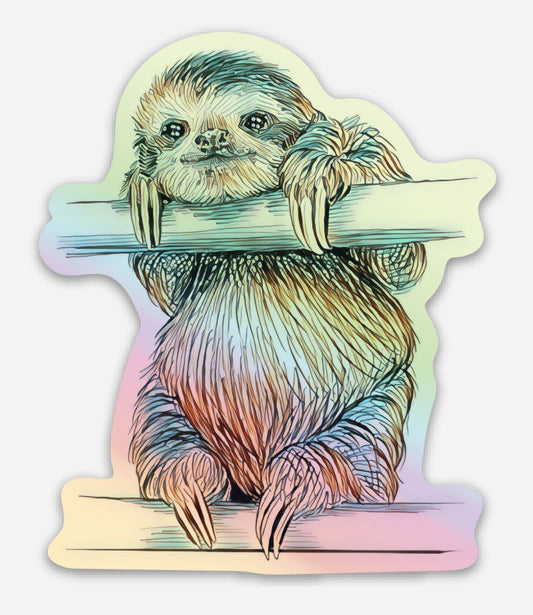 Sloth Holographic Sticker Decorative Stickers JoyousJoyfulJoyness 