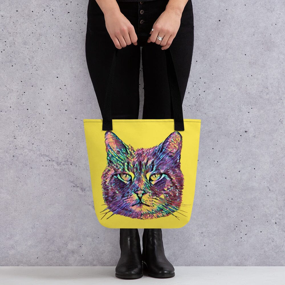 Cat Tote bag (Casper in Cake) JoyousJoyfulJoyness Black