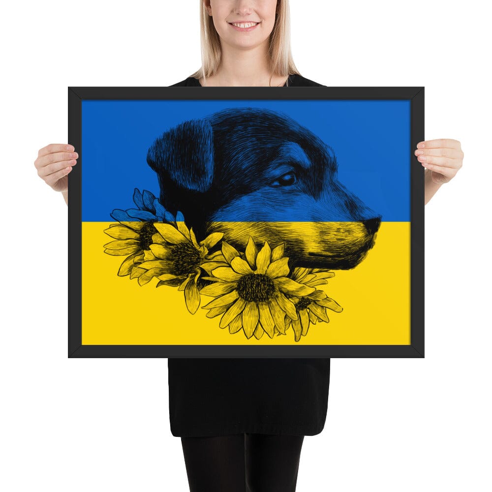 Dog of Ukraine Framed Poster [Unfoiled] Decor JoyousJoyfulJoyness Black 18″×24″ 