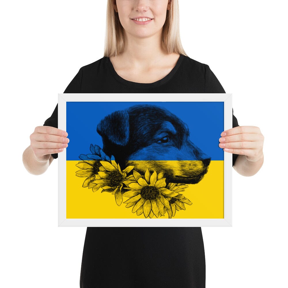 Dog of Ukraine Framed Photo Paper Poster [Unfoiled] JoyousJoyfulJoyness White 12″×16″ 