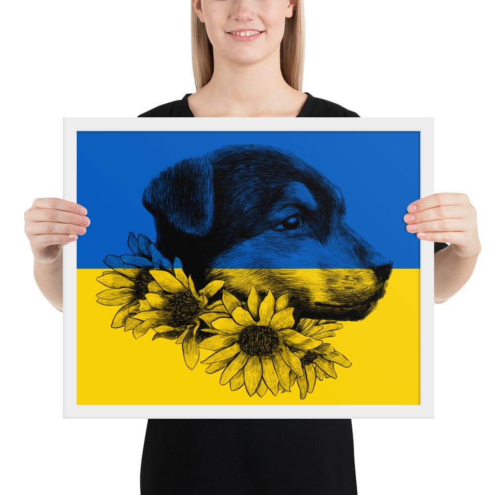 Dog of Ukraine Framed Photo Paper Poster [Unfoiled] JoyousJoyfulJoyness White 16″×20″ 