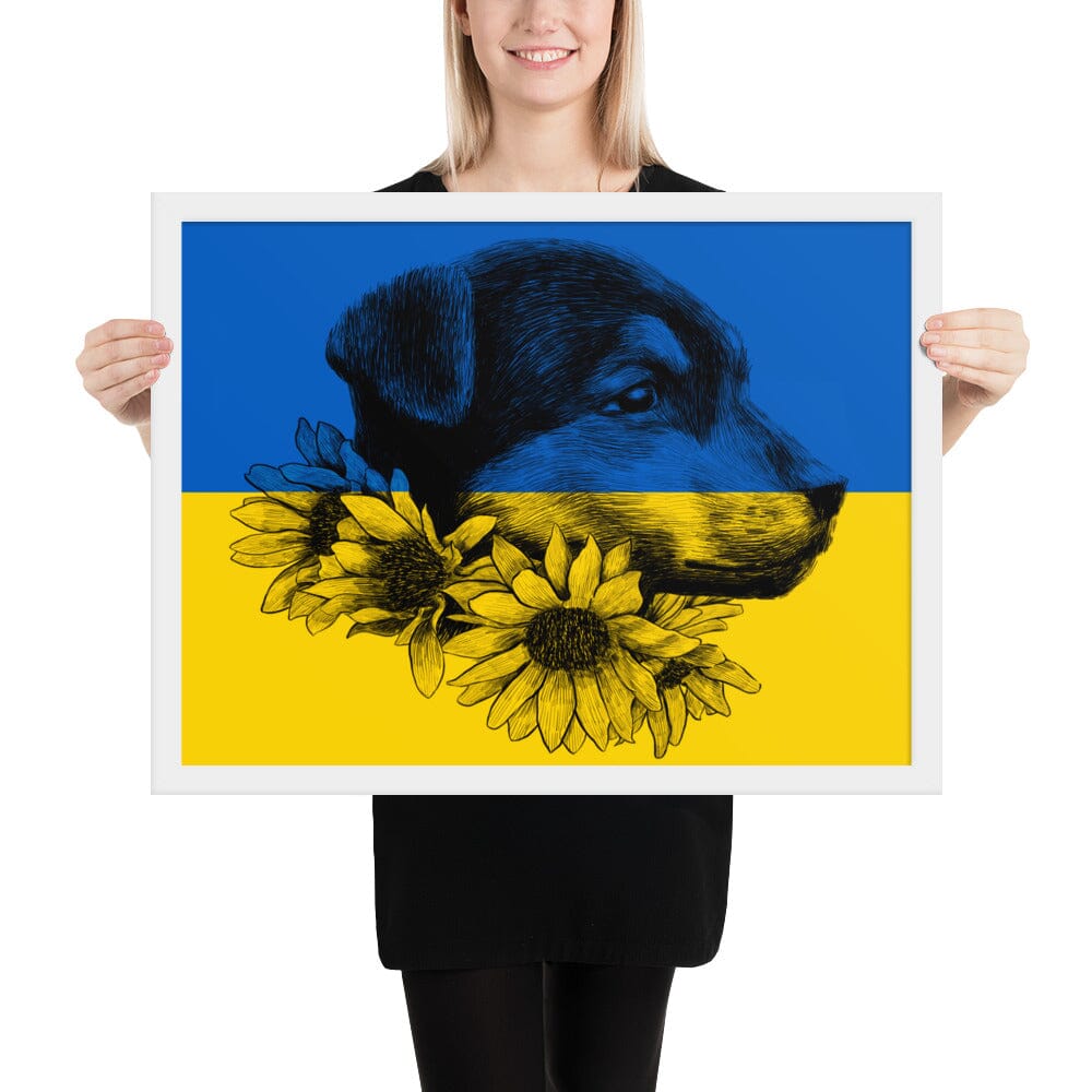 Dog of Ukraine Framed Photo Paper Poster [Unfoiled] JoyousJoyfulJoyness White 18″×24″ 