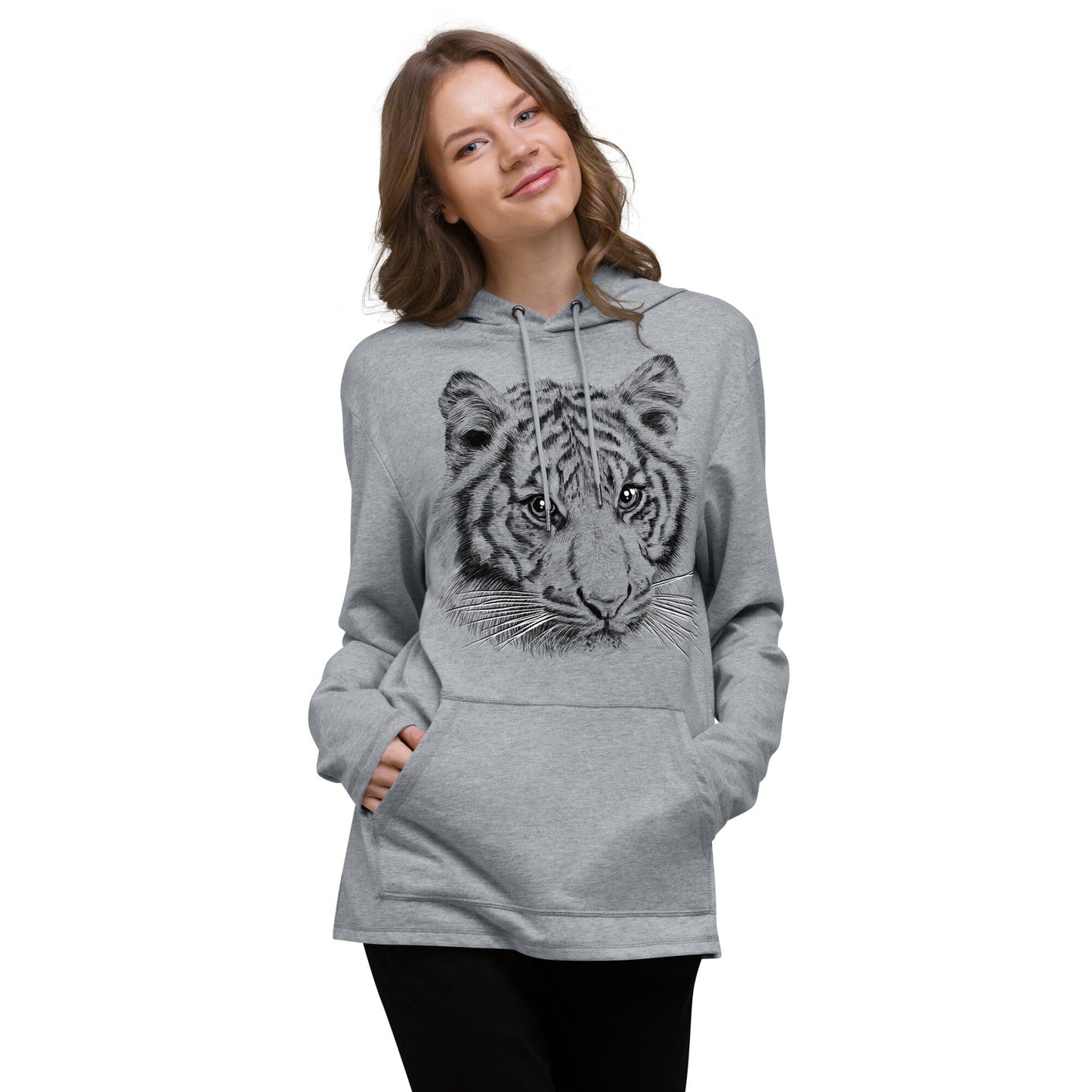 Tiger Unisex Lightweight Hoodie JoyousJoyfulJoyness S