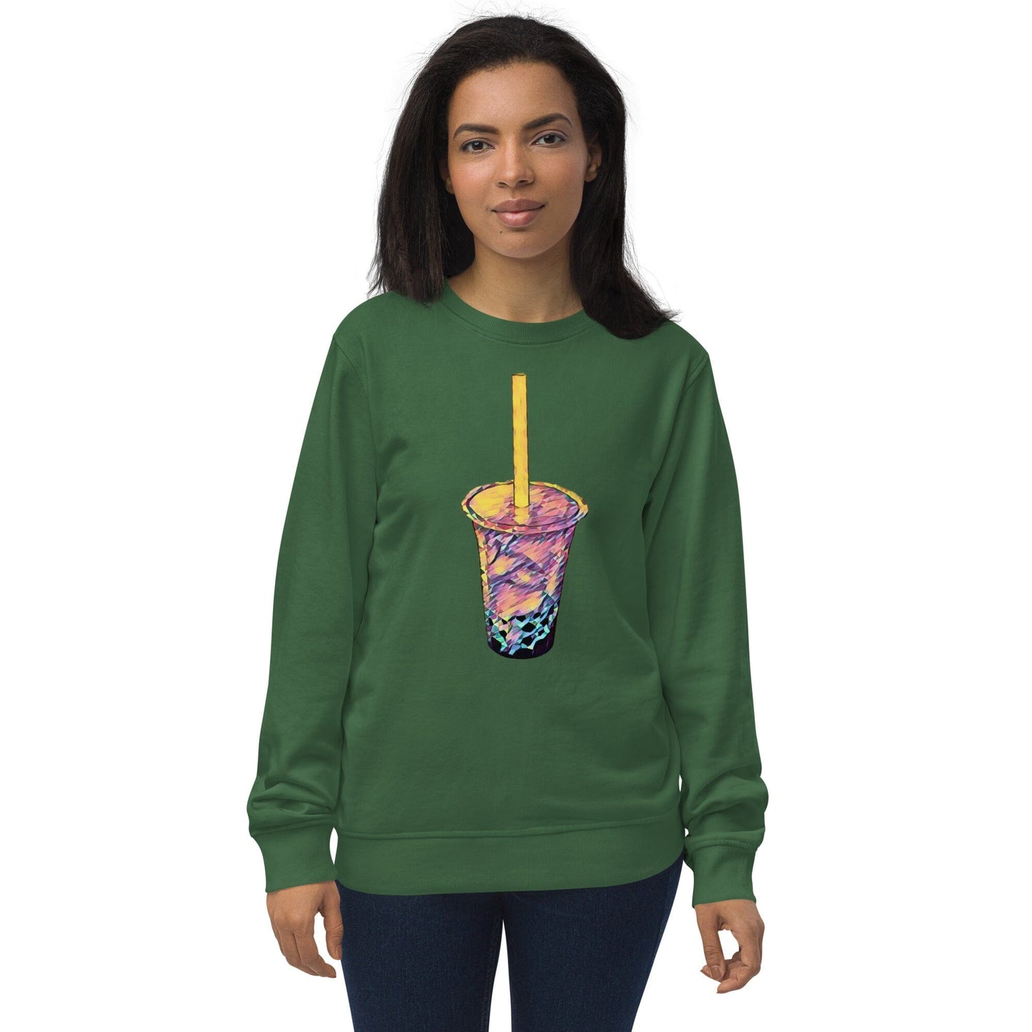 Boba Unisex Organic Sweatshirt JoyousJoyfulJoyness Bottle Green XXL