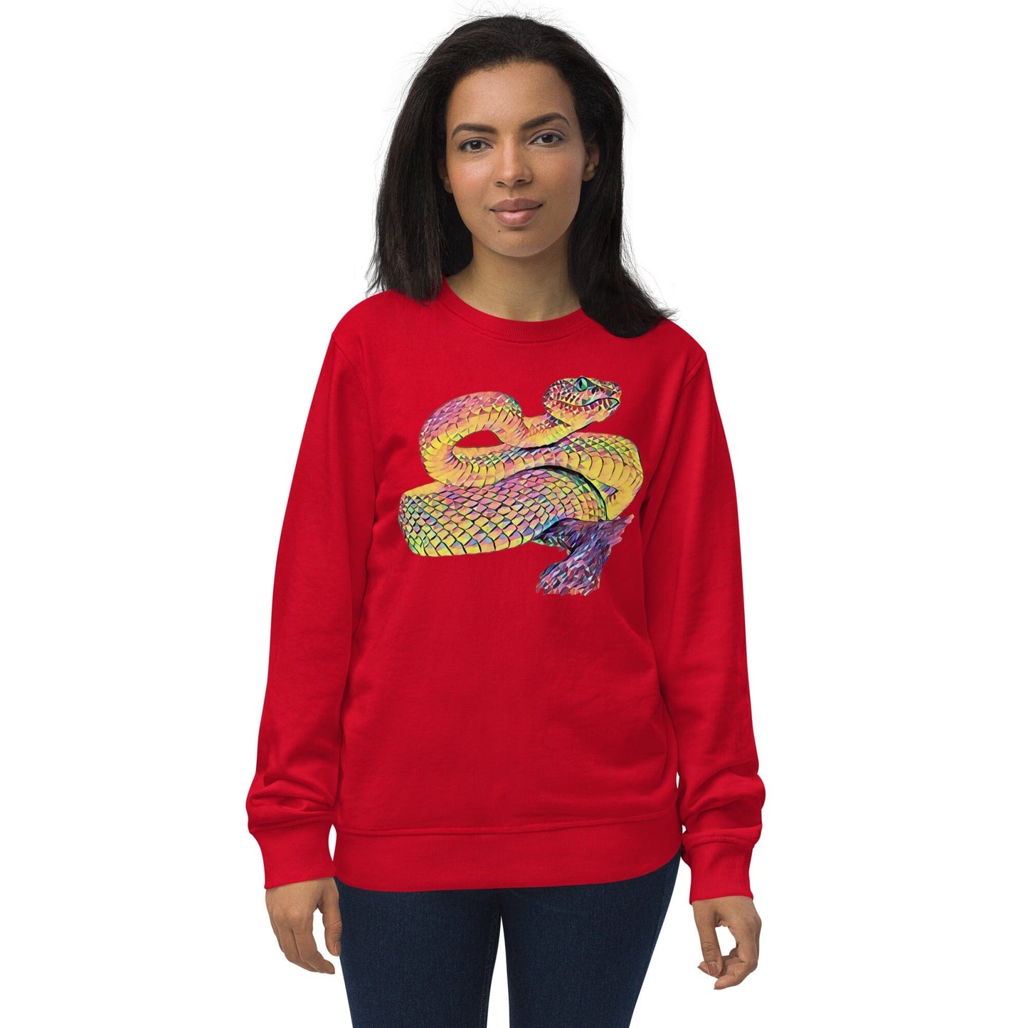 Snake Unisex Organic Sweatshirt JoyousJoyfulJoyness Red S 