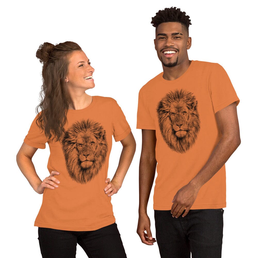 Lion Unisex T-Shirt JoyousJoyfulJoyness Burnt Orange S 