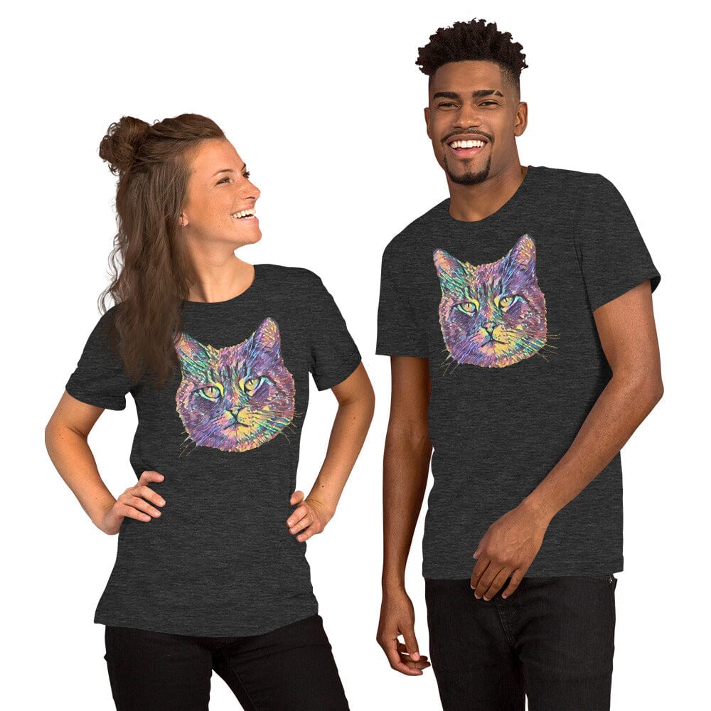 Cat Unisex T-Shirt JoyousJoyfulJoyness Dark Grey Heather XS