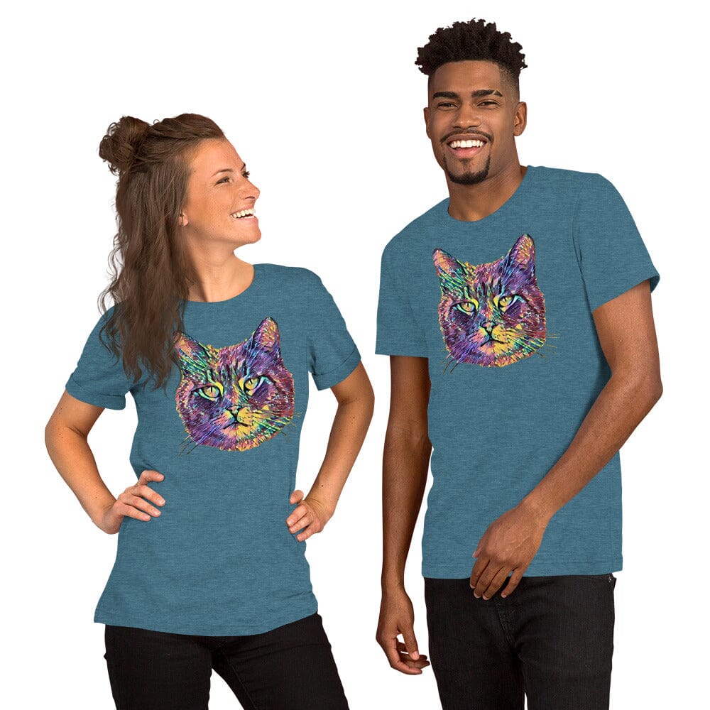 Cat Unisex T-Shirt JoyousJoyfulJoyness Heather Deep Teal S