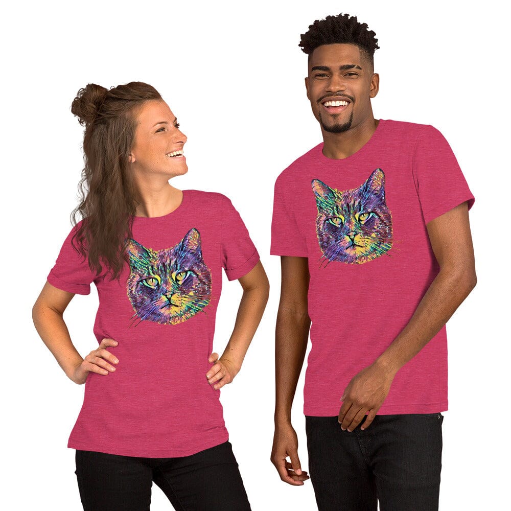 Cat Unisex T-Shirt JoyousJoyfulJoyness Heather Raspberry S