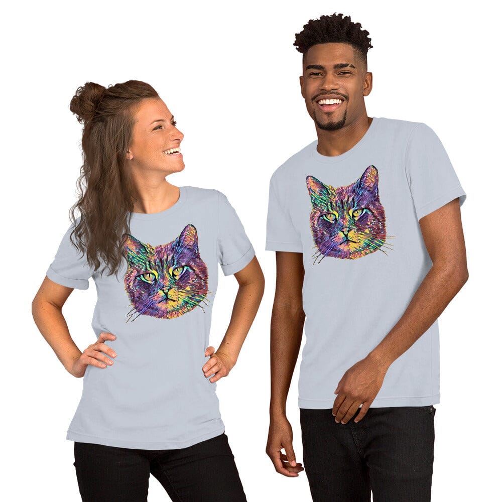 Cat Unisex T-Shirt JoyousJoyfulJoyness Light Blue XS