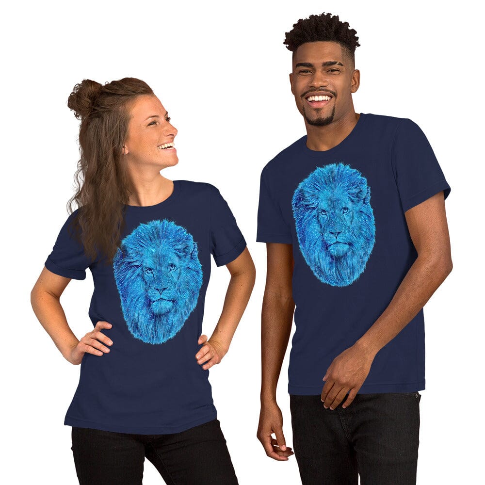 Lion Unisex T-Shirt (Crystal) JoyousJoyfulJoyness Navy S