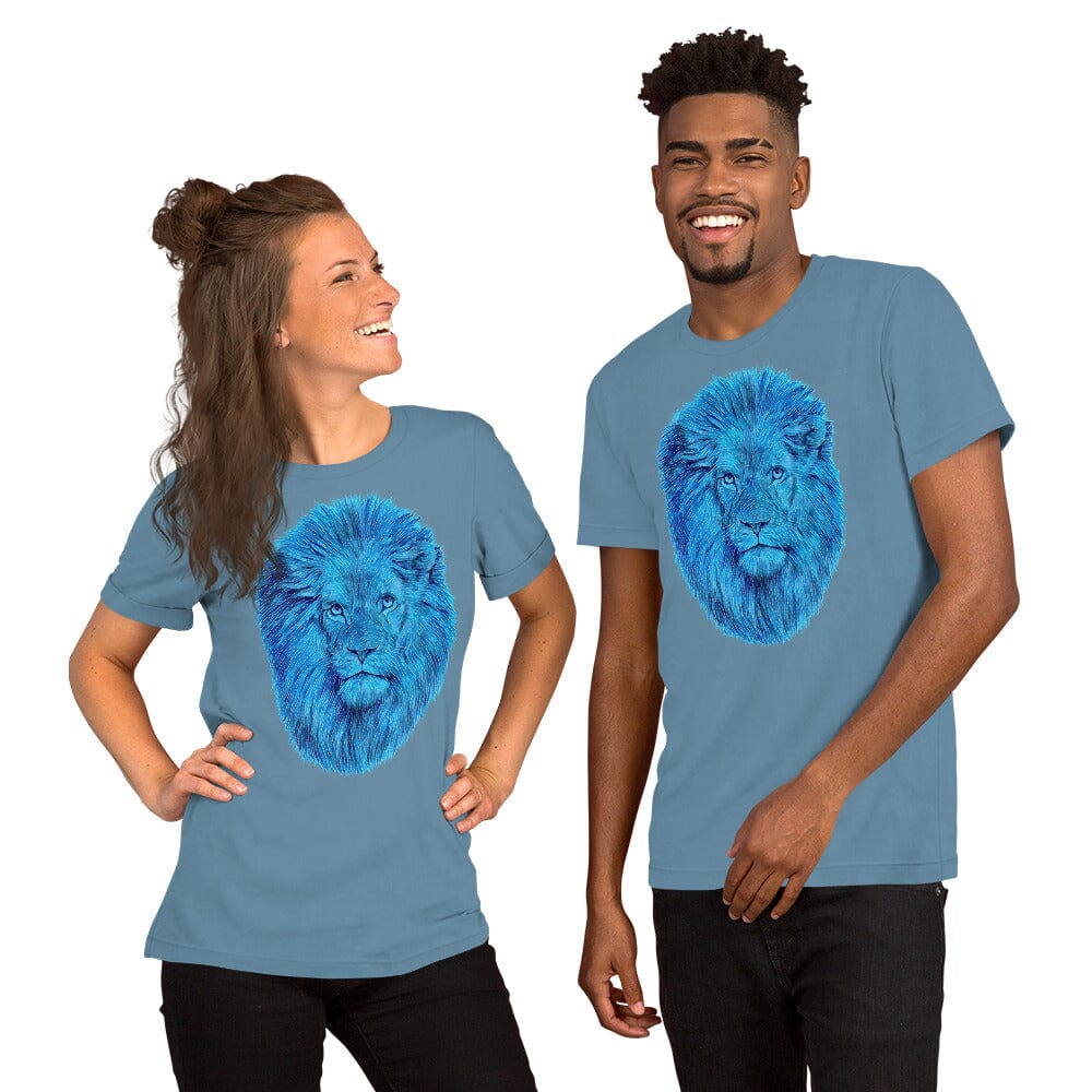 Lion Unisex T-Shirt (Crystal) JoyousJoyfulJoyness Steel Blue S