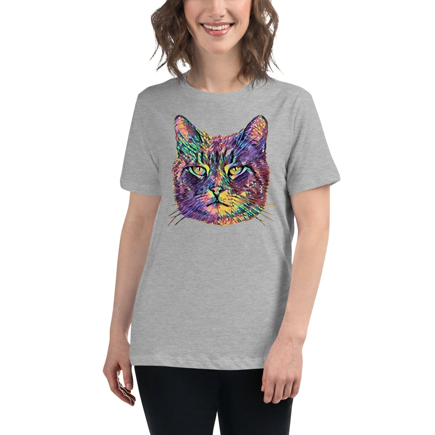 Cat Women's Relaxed T-Shirt JoyousJoyfulJoyness Athletic Heather S