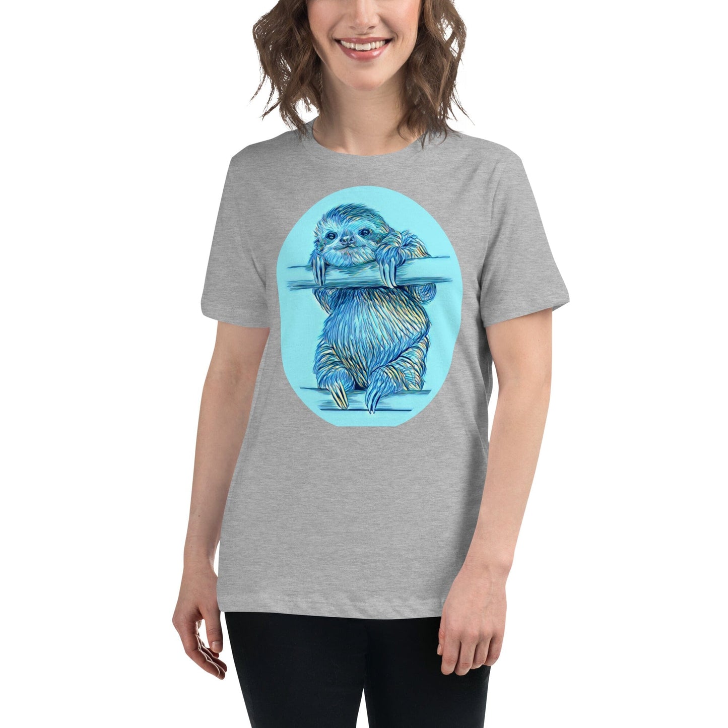 Sloth Women's Relaxed T-Shirt JoyousJoyfulJoyness Athletic Heather S
