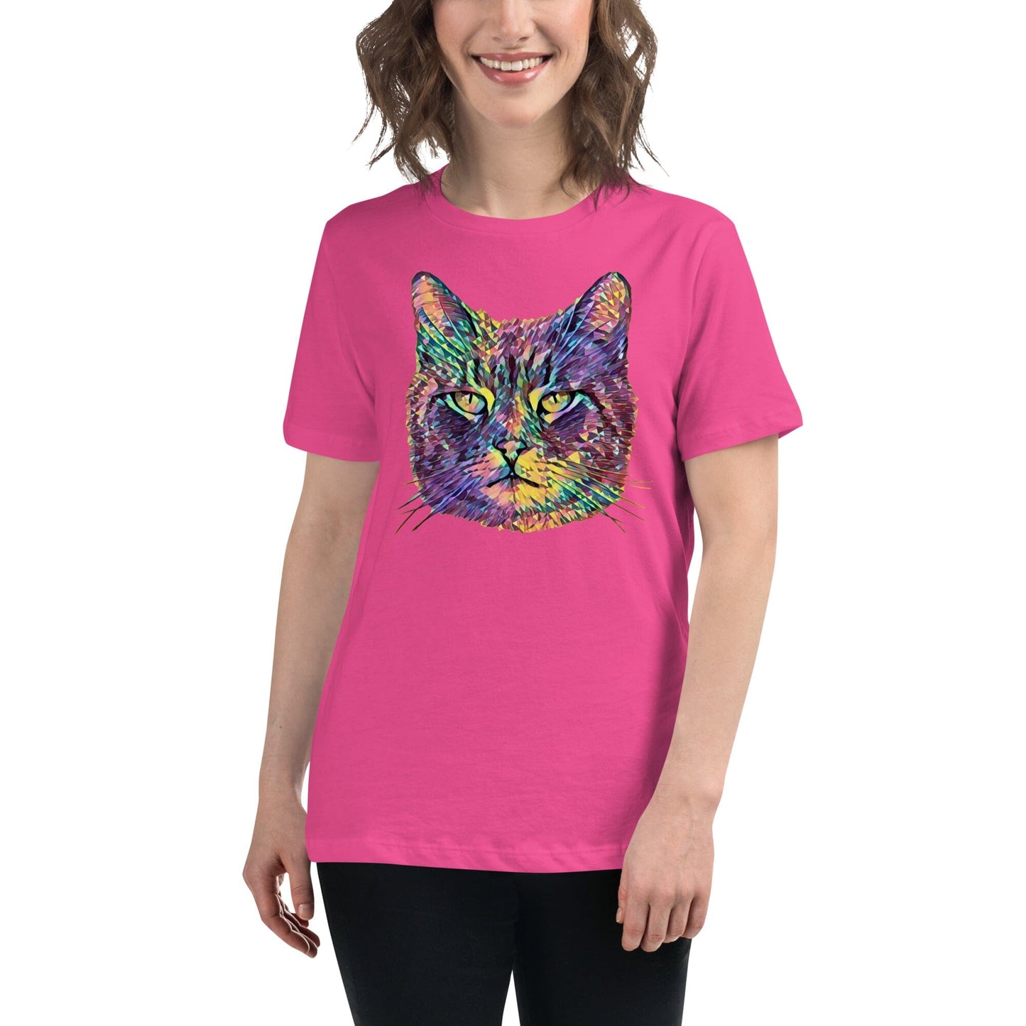 Cat Women's Relaxed T-Shirt JoyousJoyfulJoyness Berry S
