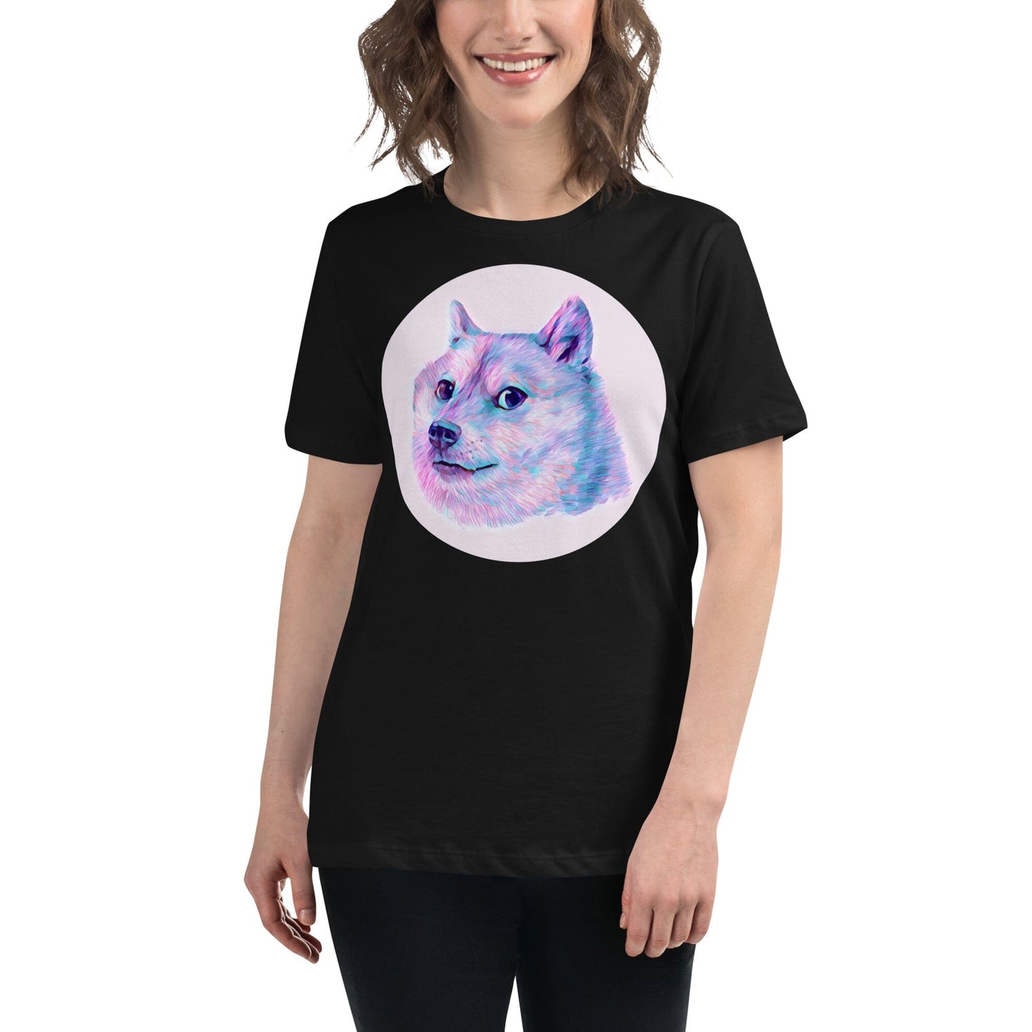 Doge Women's Relaxed T-Shirt JoyousJoyfulJoyness Black S