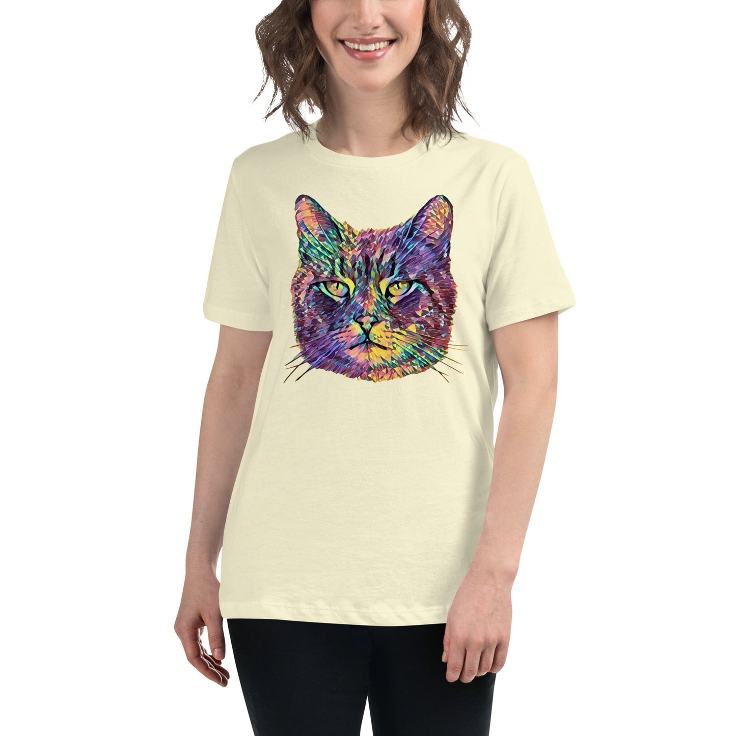 Cat Women's Relaxed T-Shirt JoyousJoyfulJoyness Citron S