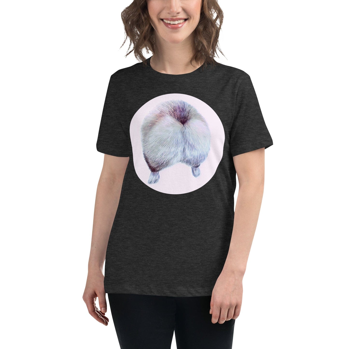 Corgi Butt Women's Relaxed T-Shirt JoyousJoyfulJoyness Dark Grey Heather S