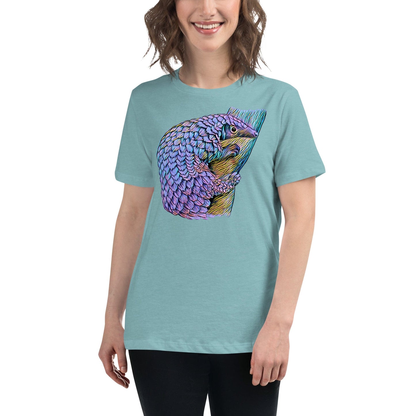 Pangolin Women's Relaxed T-Shirt JoyousJoyfulJoyness Heather Blue Lagoon S