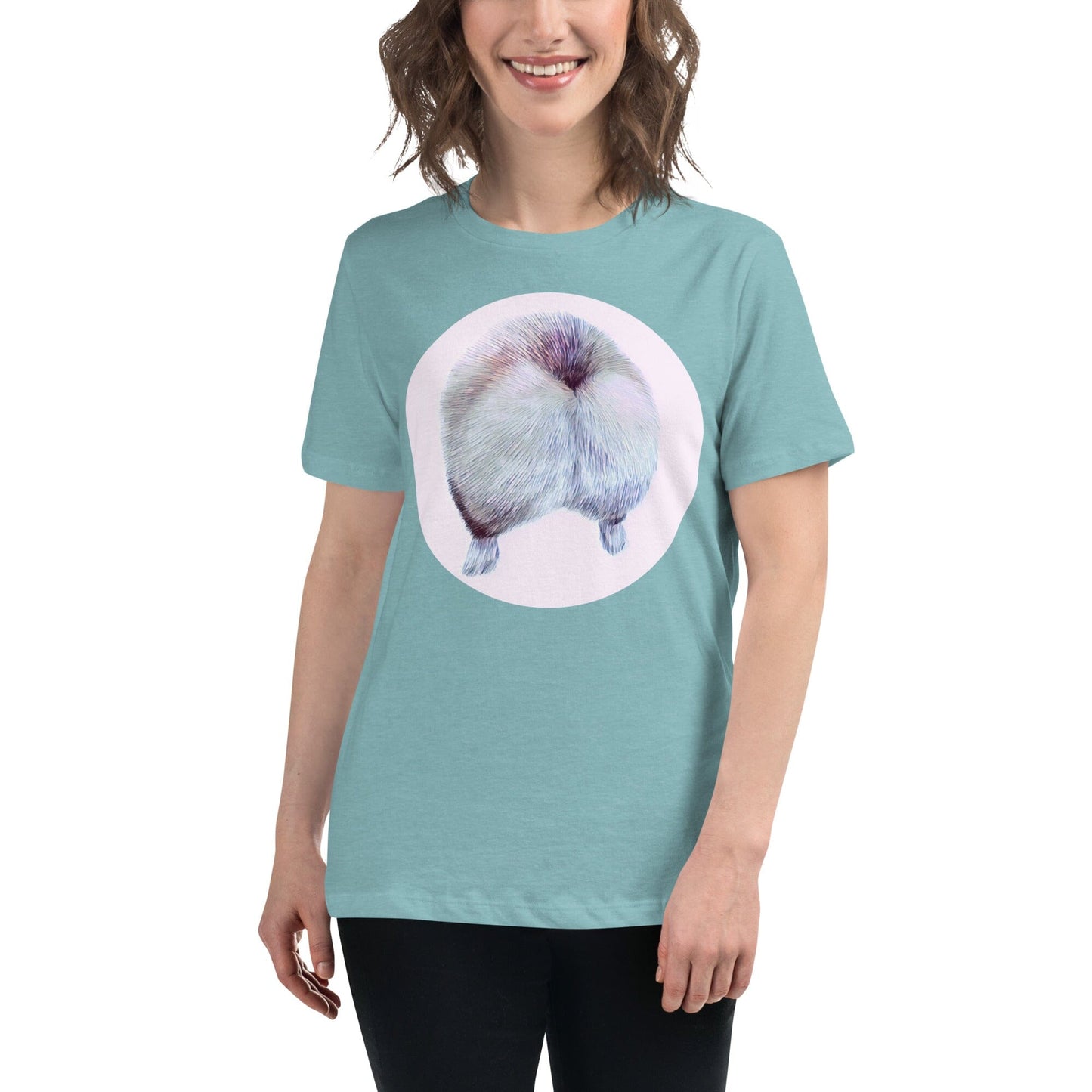 Corgi Butt Women's Relaxed T-Shirt JoyousJoyfulJoyness Heather Blue Lagoon S