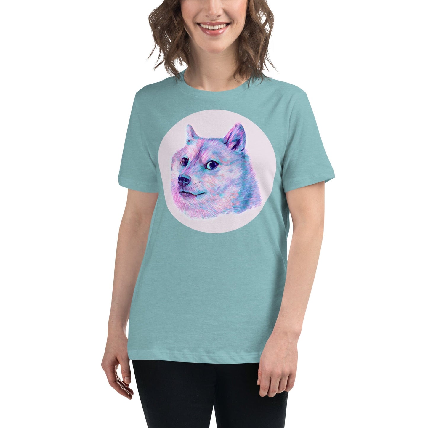 Doge Women's Relaxed T-Shirt JoyousJoyfulJoyness Heather Blue Lagoon S