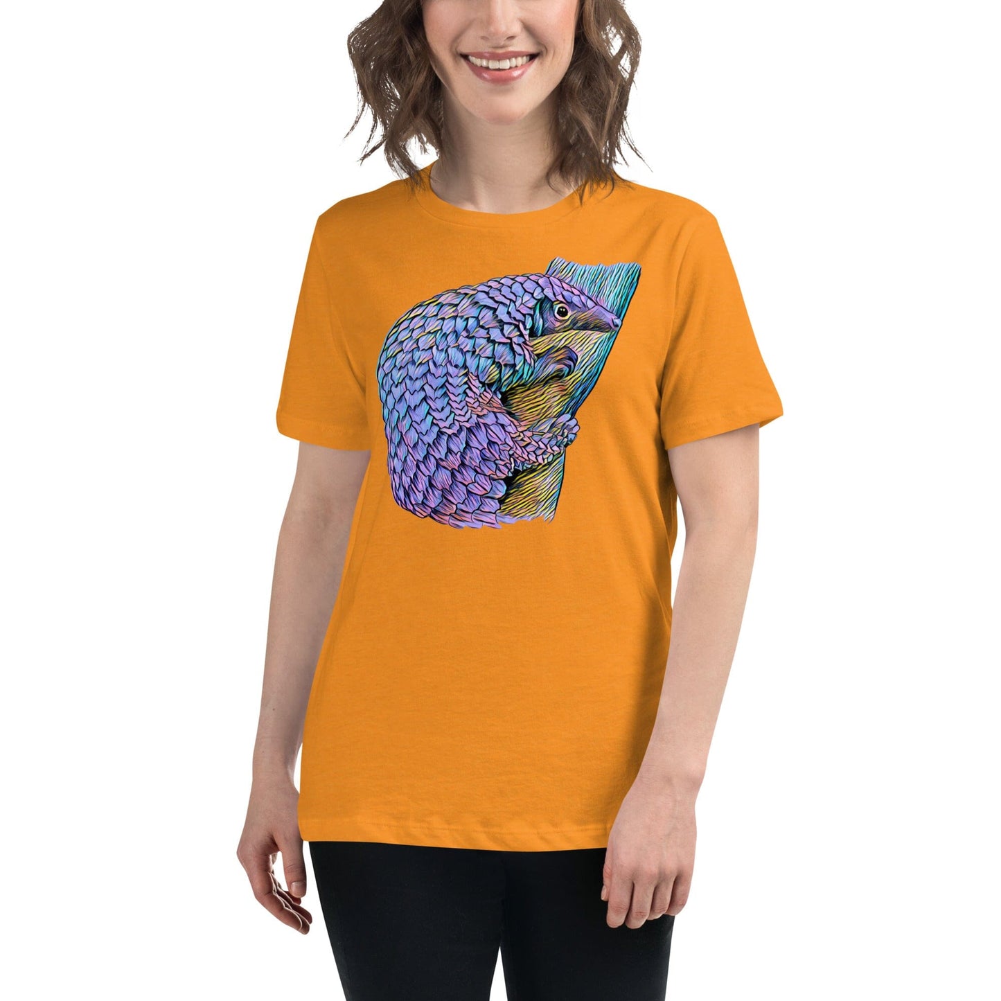 Pangolin Women's Relaxed T-Shirt JoyousJoyfulJoyness Heather Marmalade S
