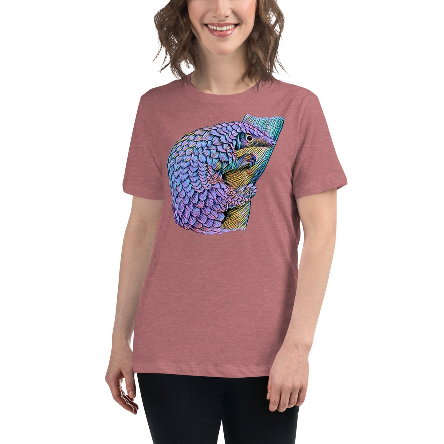 Pangolin Women's Relaxed T-Shirt JoyousJoyfulJoyness Heather Mauve S