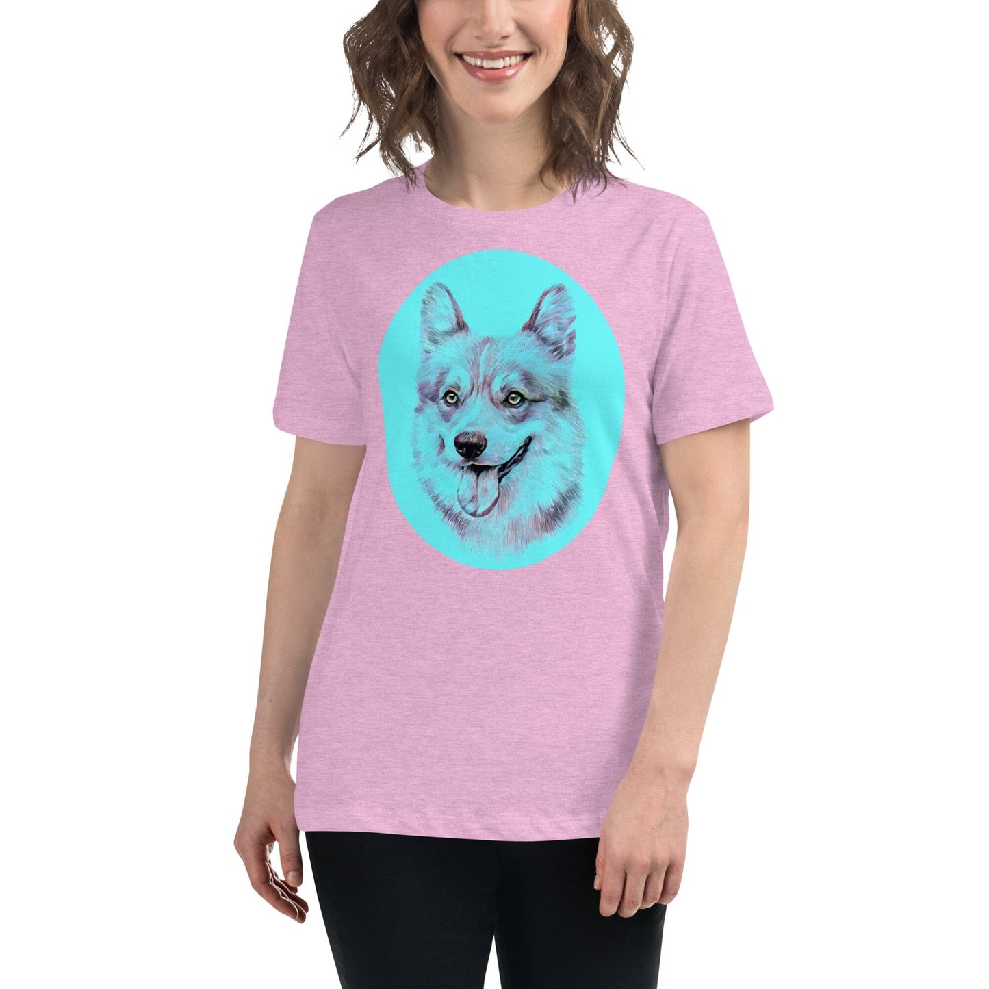 Corgi Women's Relaxed T-Shirt JoyousJoyfulJoyness Heather Prism Lilac S