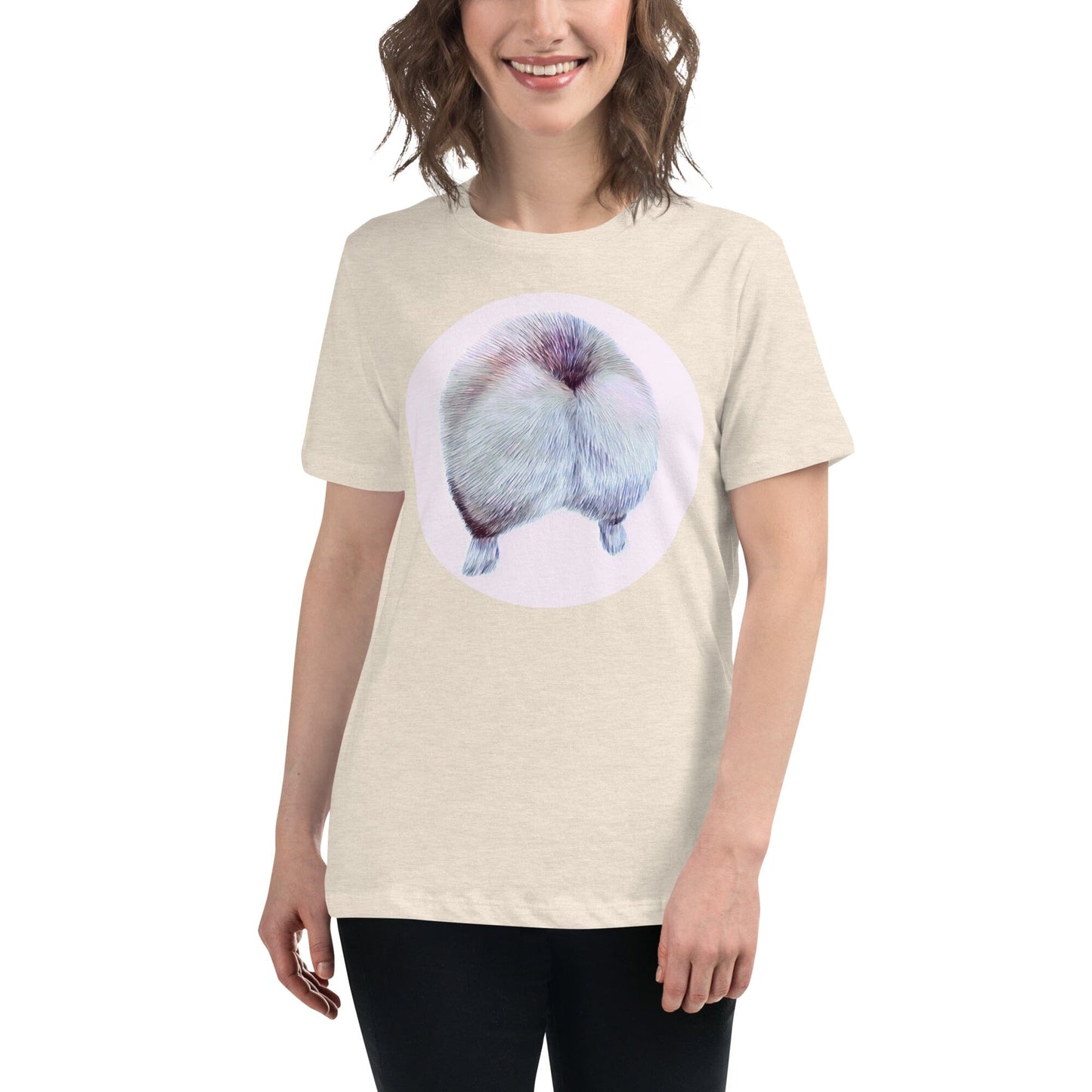 Corgi Butt Women's Relaxed T-Shirt JoyousJoyfulJoyness Heather Prism Natural S