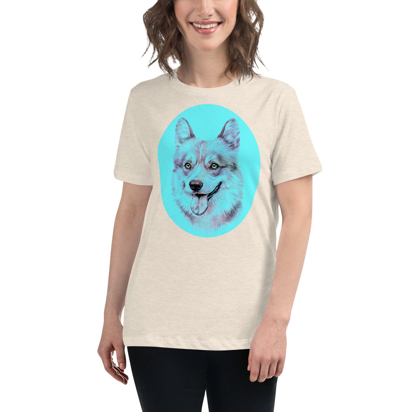 Corgi Women's Relaxed T-Shirt JoyousJoyfulJoyness Heather Prism Natural S
