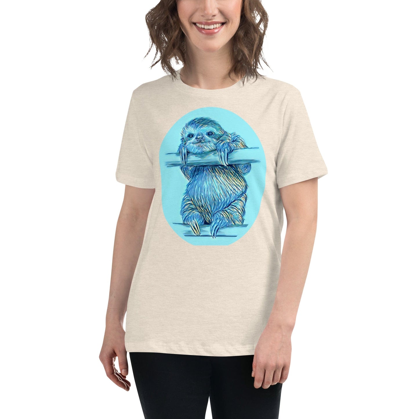 Sloth Women's Relaxed T-Shirt JoyousJoyfulJoyness Heather Prism Natural S