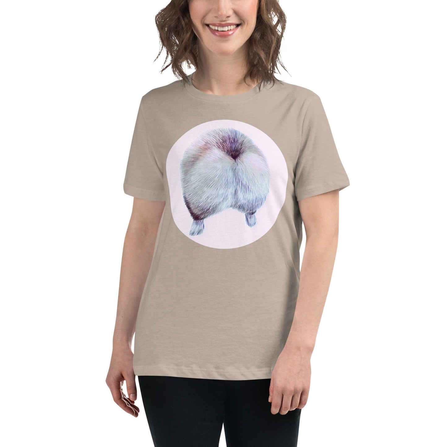 Corgi Butt Women's Relaxed T-Shirt JoyousJoyfulJoyness Heather Stone S