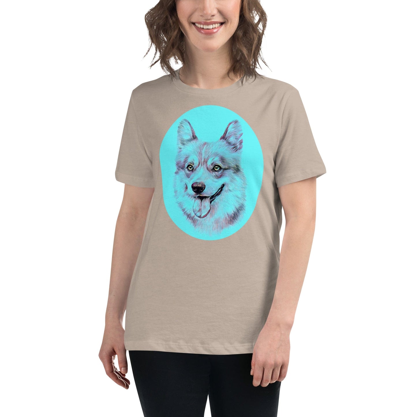 Corgi Women's Relaxed T-Shirt JoyousJoyfulJoyness Heather Stone S