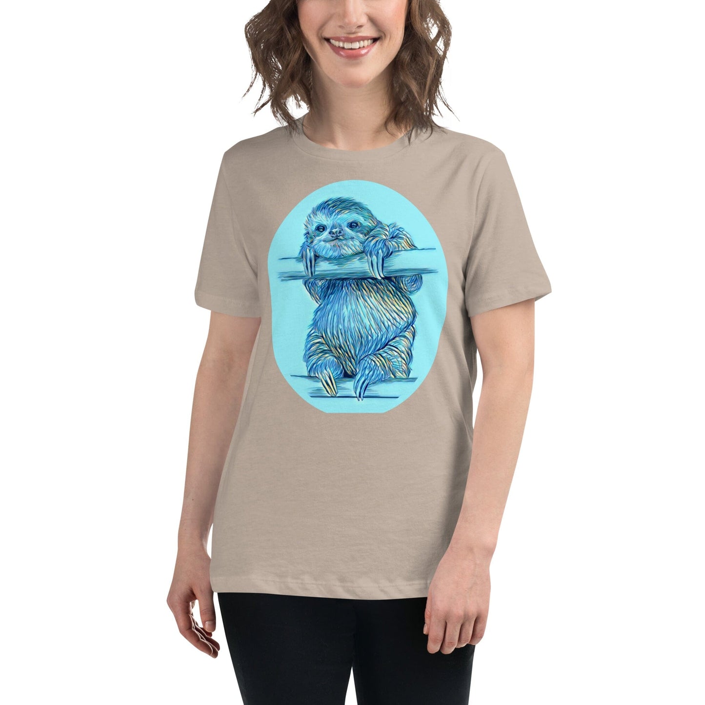 Sloth Women's Relaxed T-Shirt JoyousJoyfulJoyness Heather Stone S