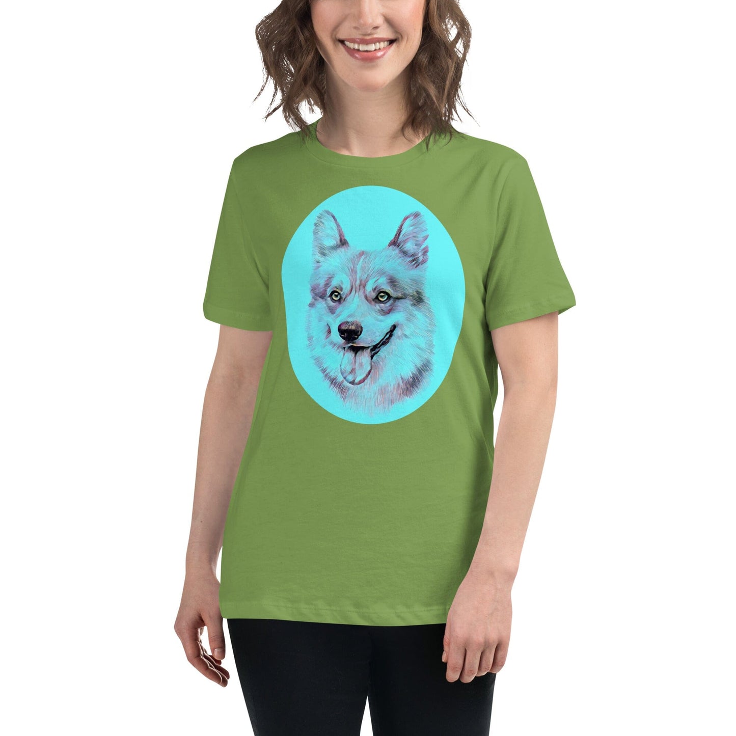 Corgi Women's Relaxed T-Shirt JoyousJoyfulJoyness Leaf S