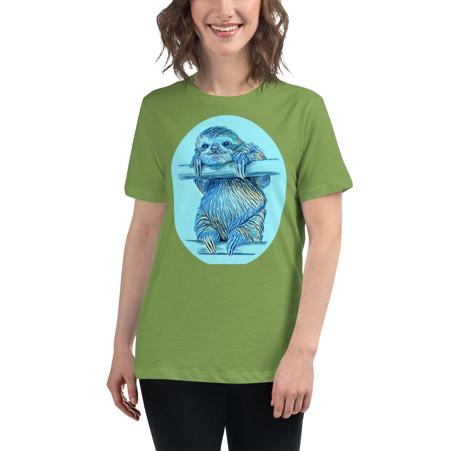 Sloth Women's Relaxed T-Shirt JoyousJoyfulJoyness Leaf S
