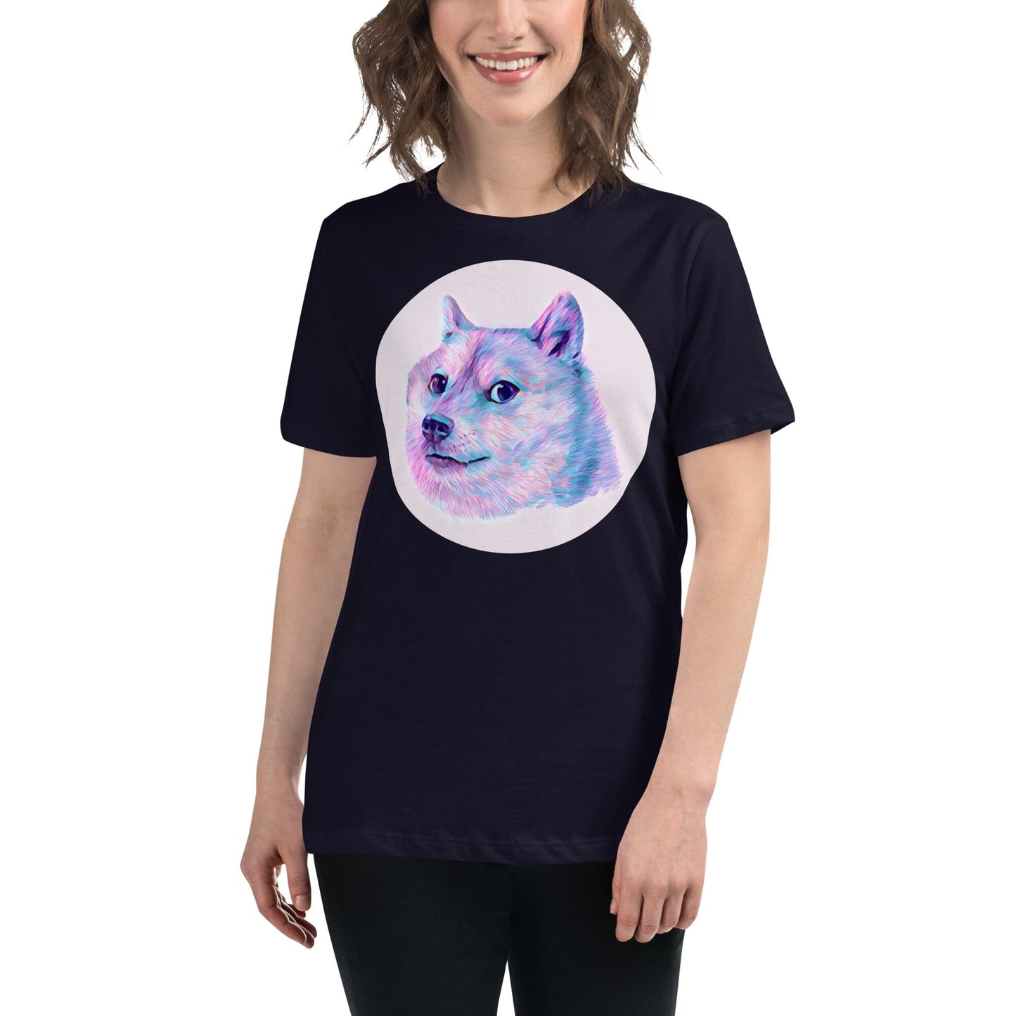 Doge Women's Relaxed T-Shirt JoyousJoyfulJoyness Navy S