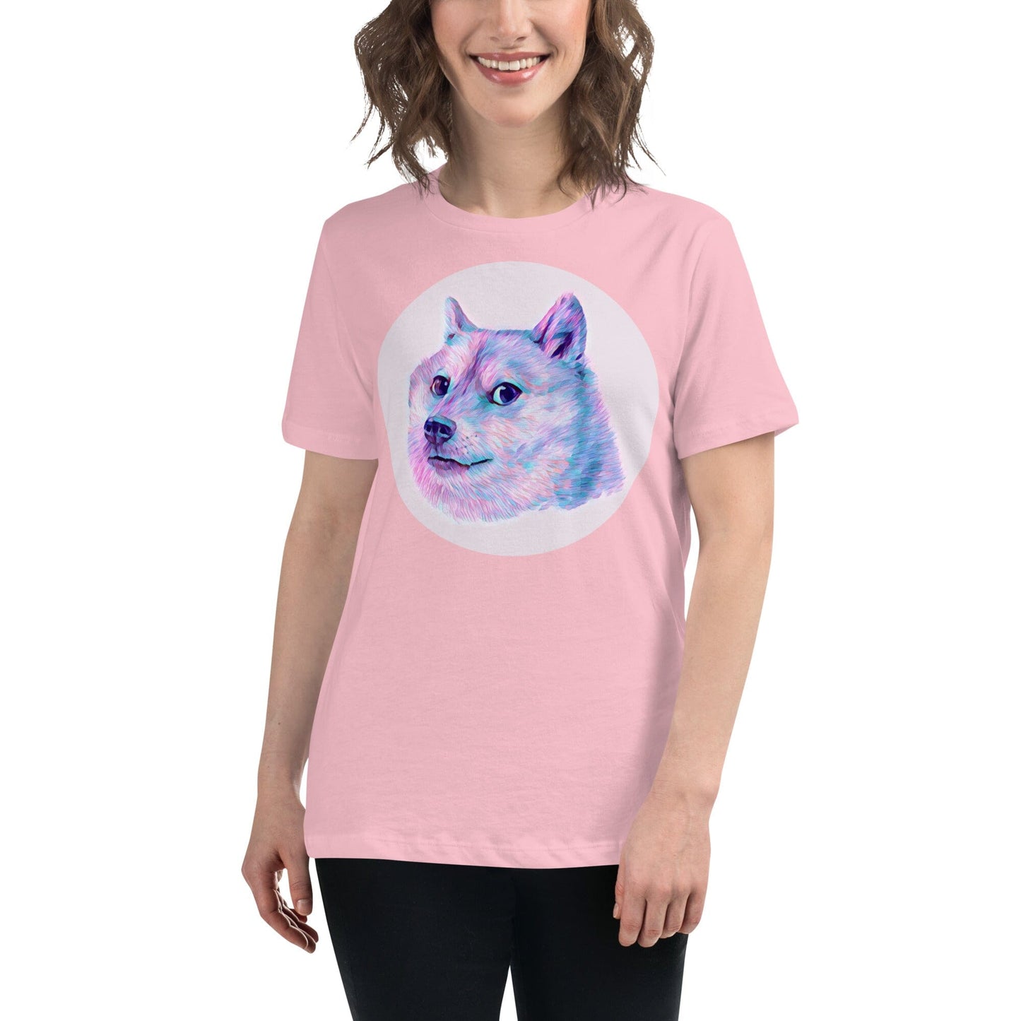 Doge Women's Relaxed T-Shirt JoyousJoyfulJoyness Pink S