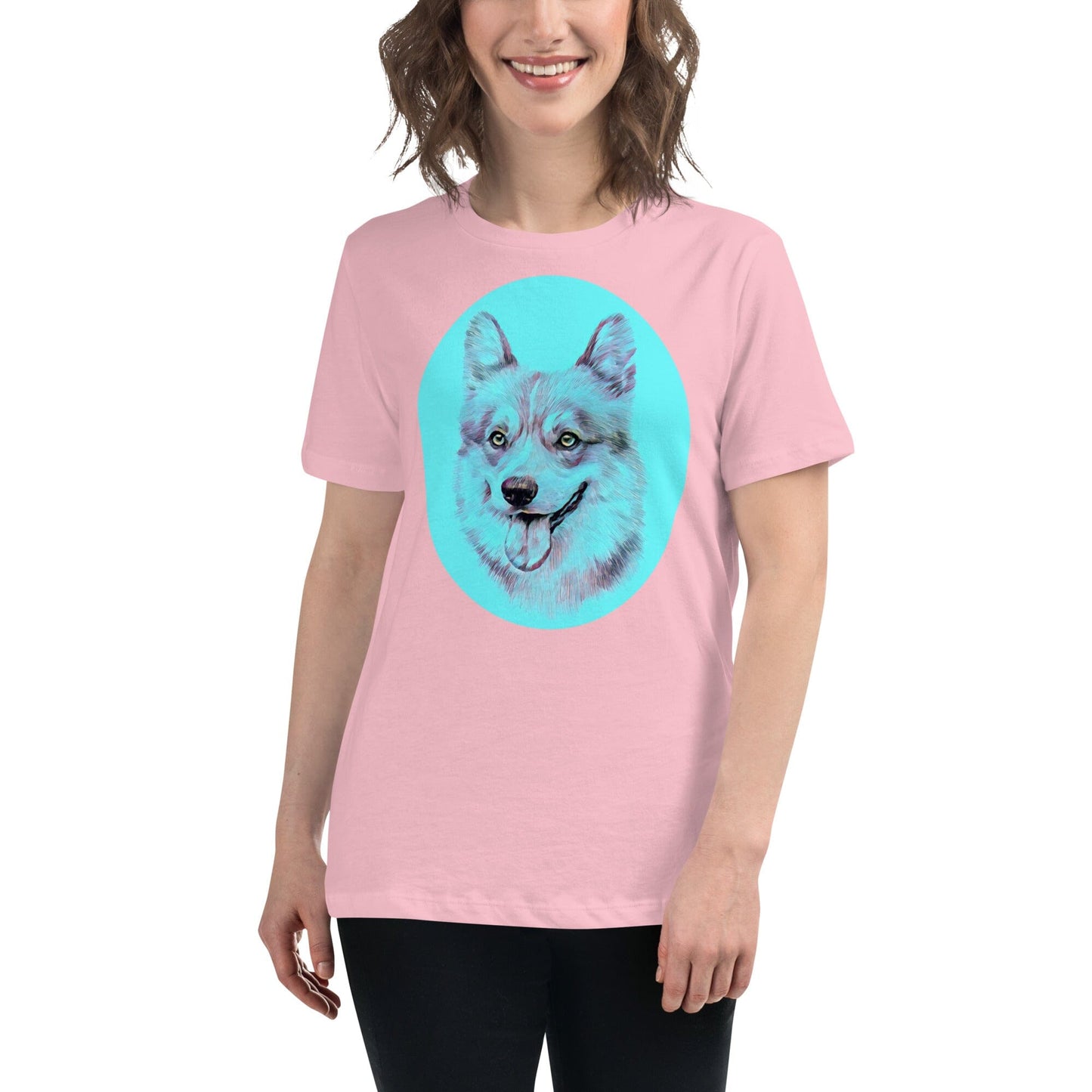 Corgi Women's Relaxed T-Shirt JoyousJoyfulJoyness Pink S