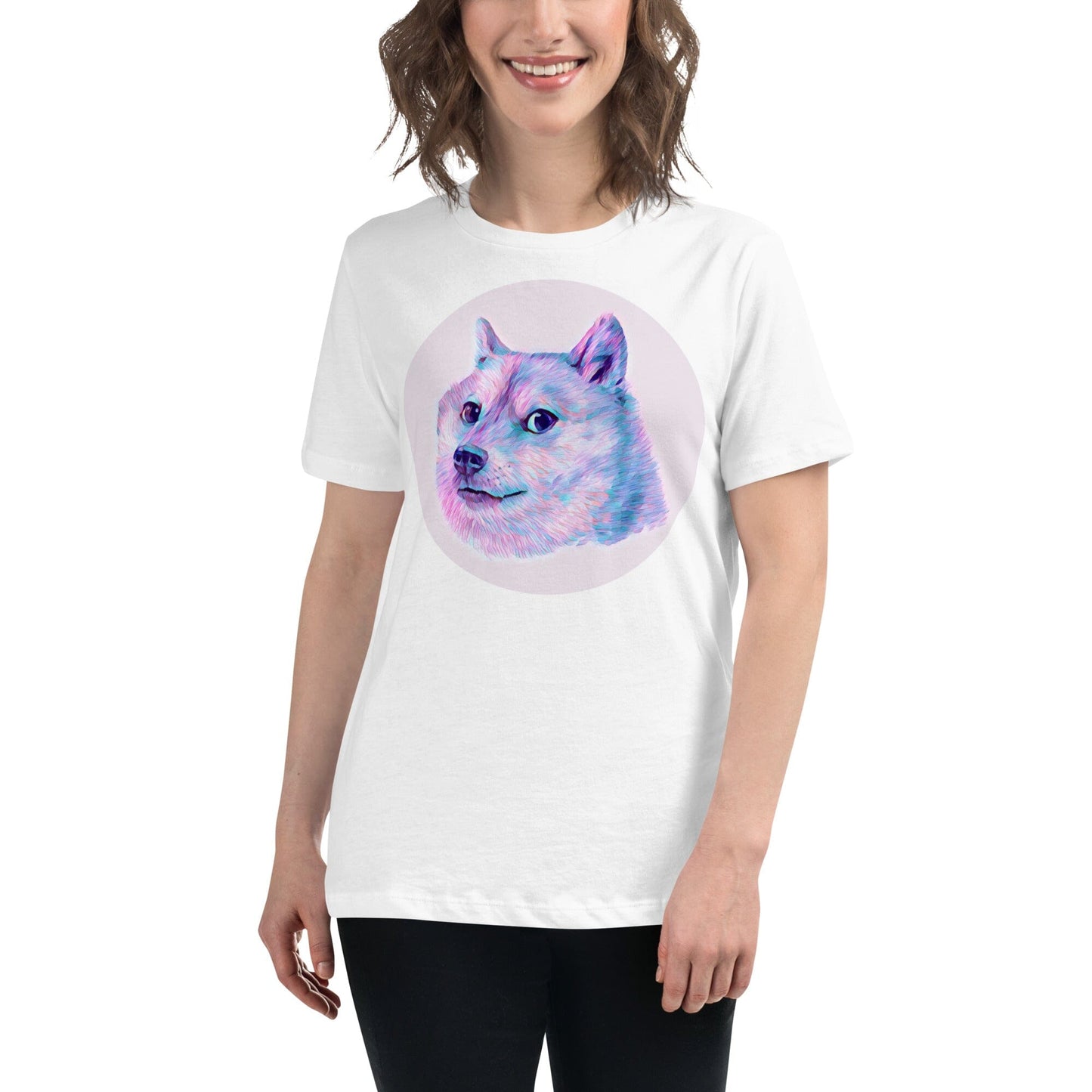 Doge Women's Relaxed T-Shirt JoyousJoyfulJoyness White S