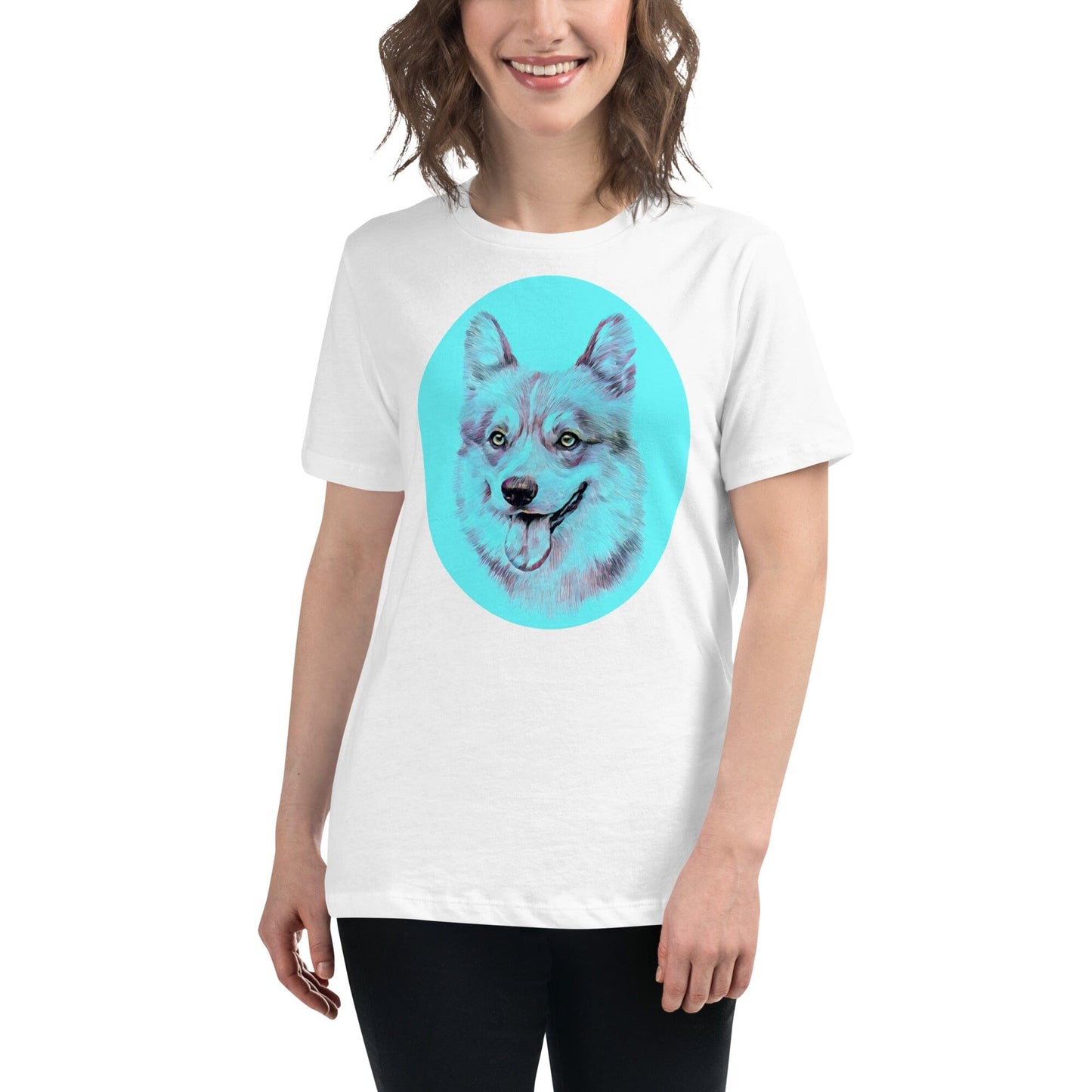 Corgi Women's Relaxed T-Shirt JoyousJoyfulJoyness White S